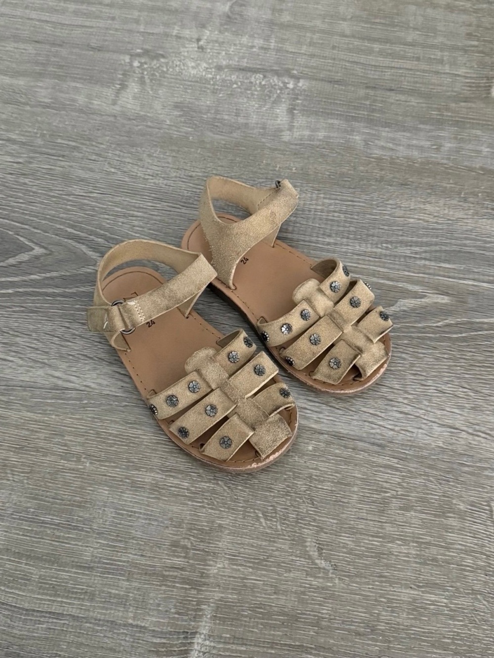 Kids Tan Rhinestone Sandals